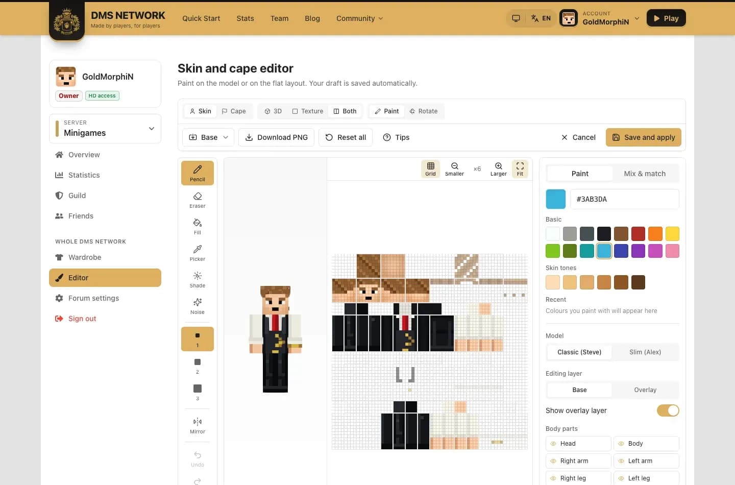 The skin editor
