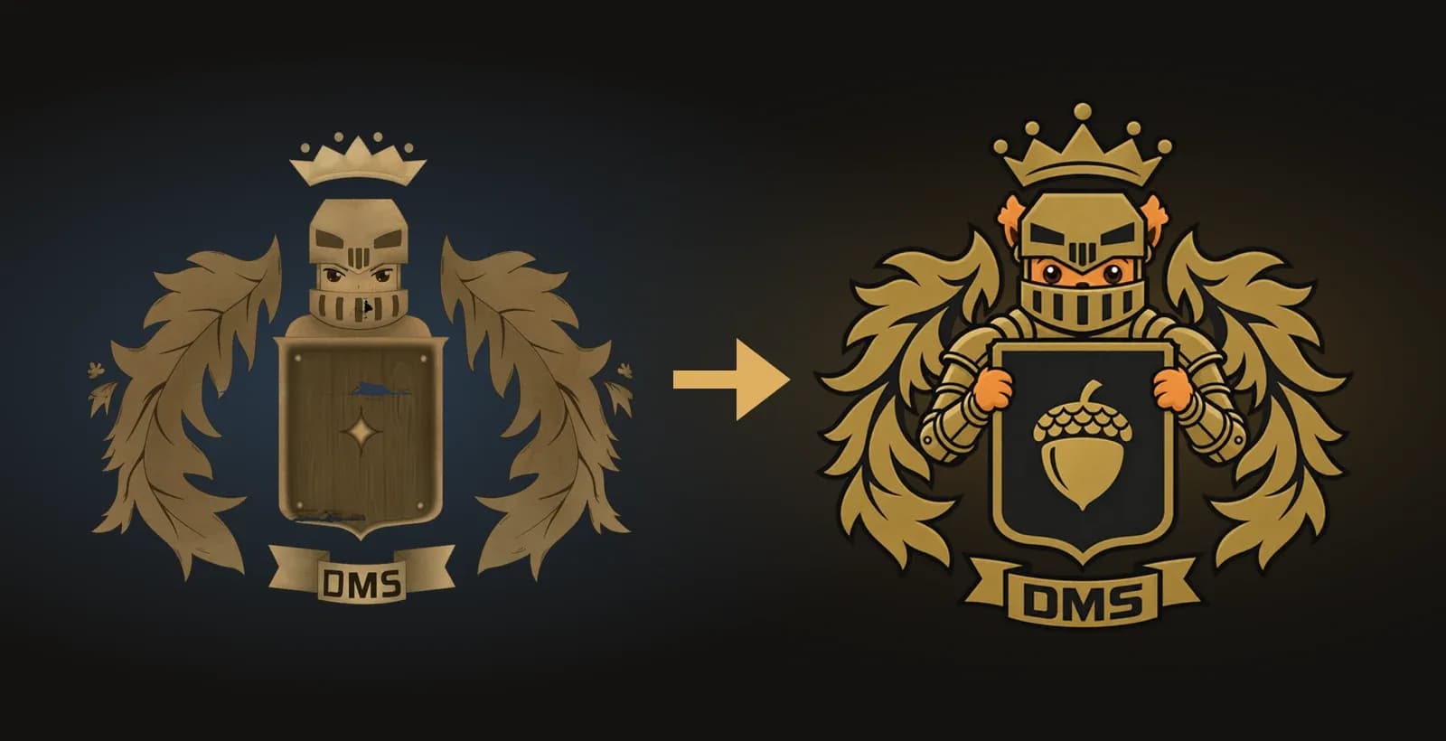 The old and the new DMS crest
